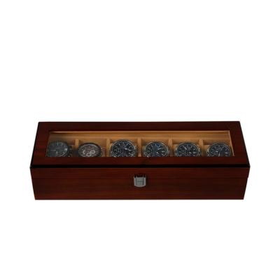 China 2021 Gift Shop Luxury Custom Made Luxury Logo Mdf Paste Rosewood Veneer Watch Box Wooden Watch Box for sale