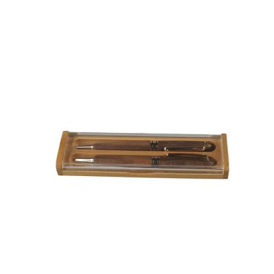 China Recyclable Cheap Price Wholesale Personalized Wooden Double Groove Pen Box Fountain Pen Case for sale