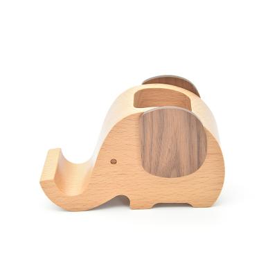 China Recyclable Multifunctional Cute Stand Storage Pen Elephant Wooden Storage Box for sale