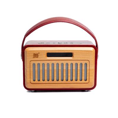 China PORTABLE PU Leather Radio Case Premium Maple Wood Boxes Radio Wooden Box Shell for sale