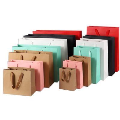 China Recyclable Custom Printing Luxury Gifts Carry Packaging Paper Bags With Logo For Clothes Shoes Packing Red Customer Clothing Fabric Shopping for sale