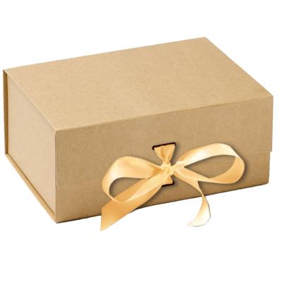 China Recycled Materials Open Custom Paper Box Kraft Paper Cardboard Wedding Gift Box Packaging With Ribbon for sale