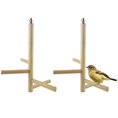 China 2pcs Stocked Parakeet Perch, Natural Wooden Bird Stand, Hanging Parrot Cage Branch Top Wooden Perch For Standing for sale