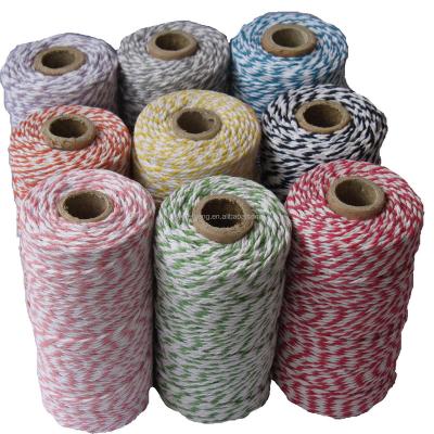 China Gift Wrapping 1.5mm Bakers Twist 100m Cotton Twine Striped Ribbon For Gift Wrapping Crafting And Baking Festival Decoration for sale