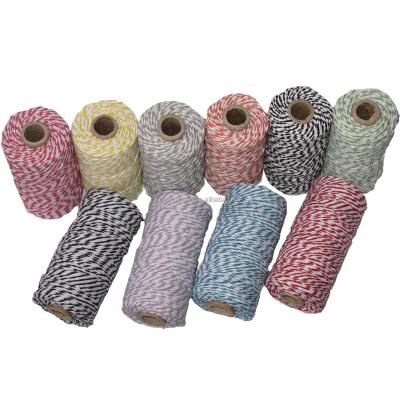 China Gift Wrapping Custom 2mm 2 Colors Twisted Cotton Wrapping Rope Bakers Twist For DIY Craft for sale