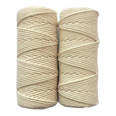 China DIY Decoration 100m 3 Strands 3mm Twisted Macrame Cotton Rope, Cotton Rope For DIY Tapestry for sale