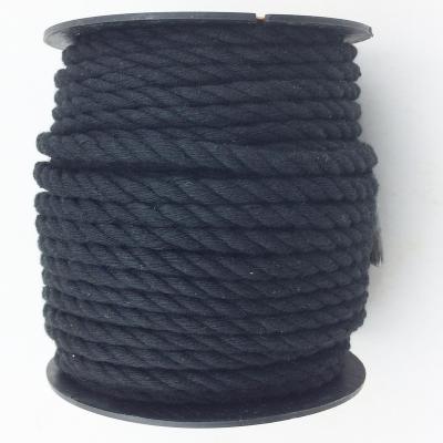 China DIY Decoration Black 6mm Macrame Cotton Rope 3 Strands Cotton Twisted Cord for sale