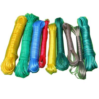 China Colorful And Durable Clothesline Rope , PVC Colthes Line Rope With Metal Steel Core for sale