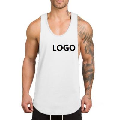 China LOGO Bodybuilding Summer Muscle Training Professional Custom Gym Stringer Vest Tops Mens Sleeveless Anti-pilling Tank for sale