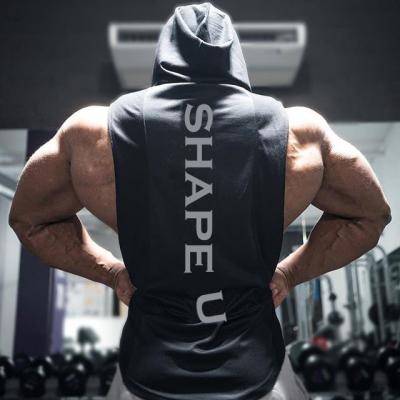 China Gym Anti-Pilling Summer Hooded Muscle Bodybuilding Stringer Vest Tops Mens Sleeveless Training Tank for sale