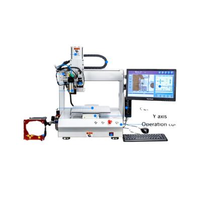 China Hotels Floor Screw Type Automatic Glue Robot / Video Pump Precision Dispensing Machine With Video Positioning System for sale