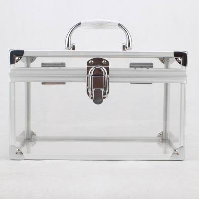 China Madame Glary Transparent Plastic Clear Acrylic Makeup Cosmetic Train Case for sale