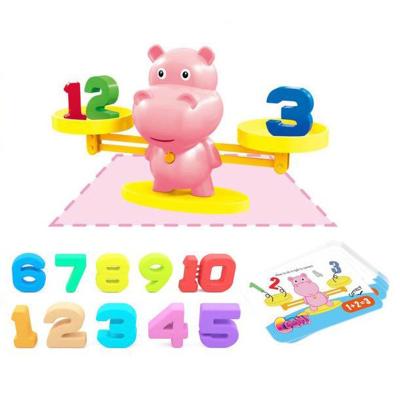 China Educational Animal Train Learn Math Balance Game Toys Hippo Balance Shimmy Game For Children Balance Hippo Game With 12 Cards for sale