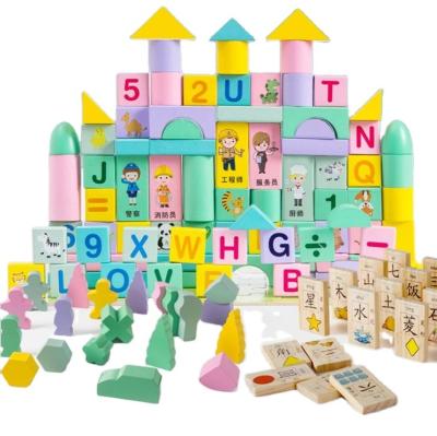 China Firmly connect the building blocks of geometric knowledge toy early education building blocks jigsaw puzzle toy particles large in the barrel for sale