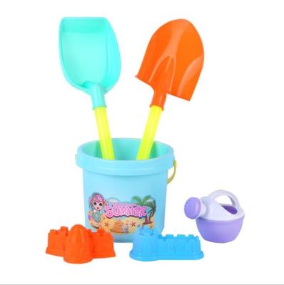 China Children's Toys Beach Bucket Sand Basin Play Sand Dredging Tools Play Plastic Water Hourglass Trolley Shovel Set for sale