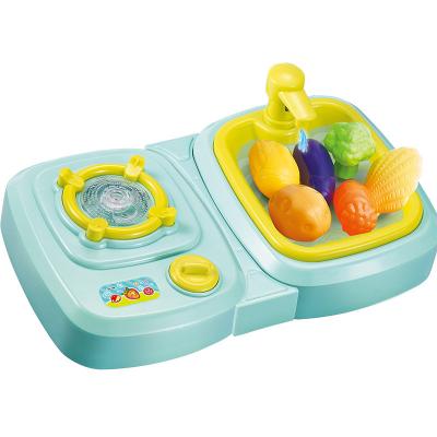 China 26 PCS/SET Plastic Pretend Play Kitchen Set Sink Toys 2 In 1 Pretend Play Wash Up Sink Set Kitchen Toy With Gas Stove Toy for sale