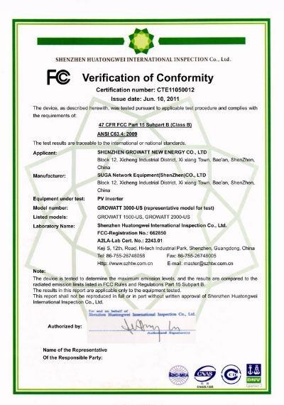 FCC - Shenzhen Growatt New Energy Co., Limited