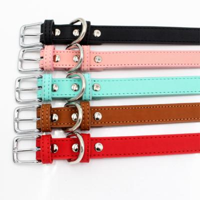 China Luxury Dogs PU Leather Pet Collar Custom Colors Waterproof Classic Vegan Soft Padded Genuine Leather Dog Collar for sale