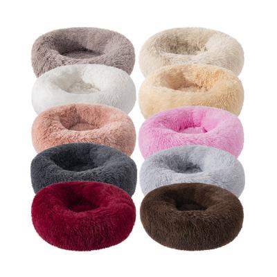 China Viable Wholesale Luxury Soft Plush Cat Accessories Supplier 40CM 50CM 60CM China Round Pet Beds for sale