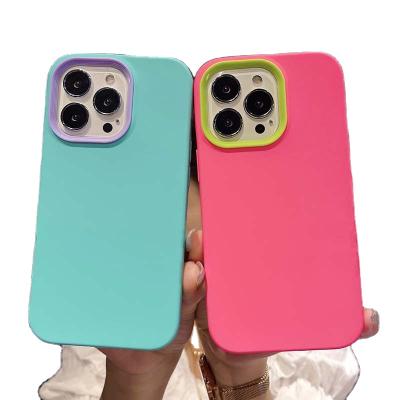 China Apple Mobile Phone Case 12promax Silicone XR Sustainable Liquid 1068 Contrast Color Three-in-One Cover Feature for sale