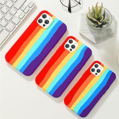 China Rainbow Cell Phone Case iPhone12 Viable 1075 Liquid Silicone Suitable For Apple 11 pro max xs xr anti-drop 7 shell inclusive for sale