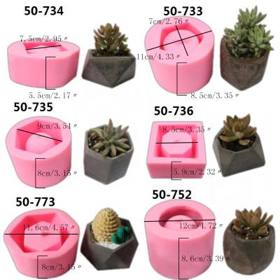 China 0426 flower pot concrete mold DIY simple and personalized three-dimensional viable and succulent green plant pot silicone molds for sale