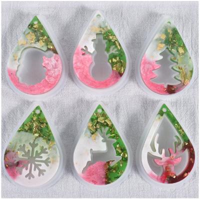 China W053 DIY Stocked Christmas Tree Christmas Series Silicone Pendant Mold For Epoxy Craft for sale