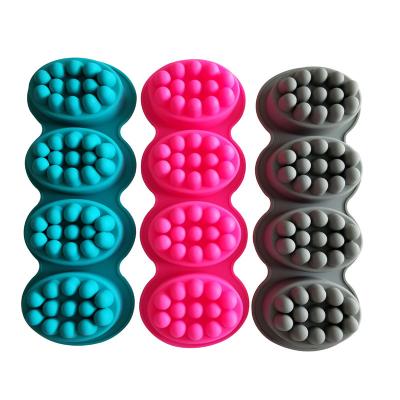 China DIY 4 Viable Hole 0347 Oval Massage Soap Mold 4 With Convex Point Handmade Soap Silicone Mold for sale