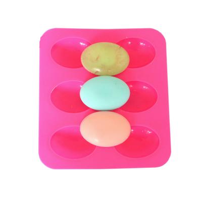 China 0404 Viable 6 Hole Oval Goose Cake Gypsum Egg Shaped Decoration Scented Candle Soap Silicone Handmade Mold DIY for sale