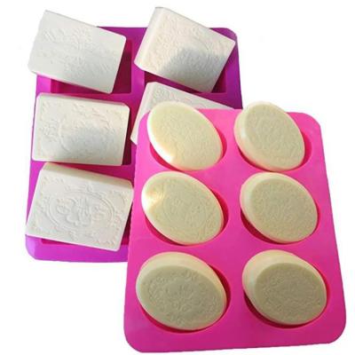 China 0353 6 Square Embossed Lace Flower Handmade Soap Model Cake DIY Silicone Mold for sale