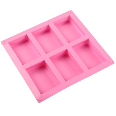 China 0590 6 Cavities Silicone Viable Rectangular Cake Handmade Soap Cookie Mold Dessert Baking Mold for sale