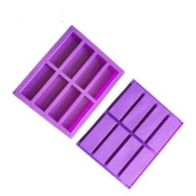 China Silicone Mold DIY 0626 8 Cavity Viable Rectangular Cake Dessert Handmade Soap Baking Mold for sale