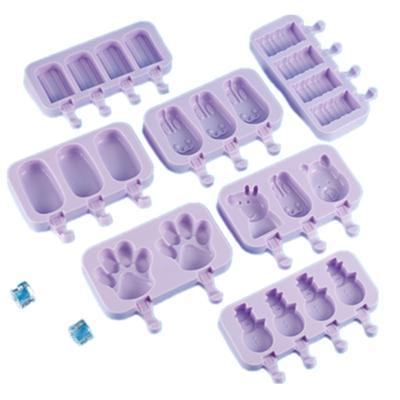 China 0187 DIY4 Small Pudding Ice Cream Mold Viable Same Silicone Homemade Three-in-One Cartoon Ice Cream Mold for sale