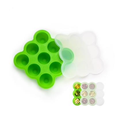 China 0866 DIY 9 Cavity Ice Tray Cake Bread Silicone Mold Baby Food Storage Box Viable Baking Tray for sale