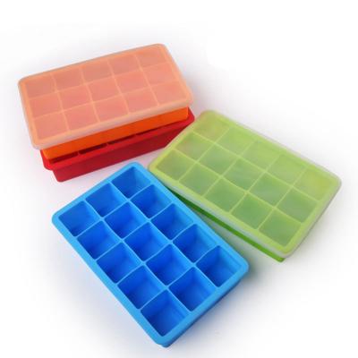 China 0868 Viable 15 Holes Square Jelly Cake Baking Tool With Lid DIY Silicone Ice Tray Mold for sale