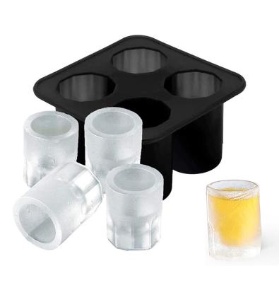 China 0984 Viable 4 Bite Silicone Ice Tray Candle Mold DIY One Even Holes 4 Ice Cylindrical Glass Cup Spirit Cup for sale