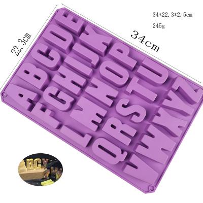 China 0424 26 Holes Viable Large English Letters Stick Resin Mold Ice Tray Chocolate Cake Decorating Silicone Mold DIY for sale