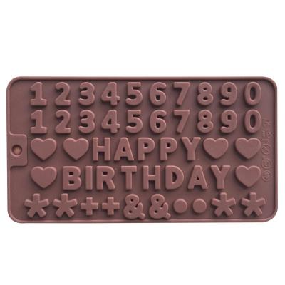 China Sustainable Food Grade 0669 Silicone Happy Birthday Number Cake Decorating Mold DIY Fondant Chocolate Mold for sale