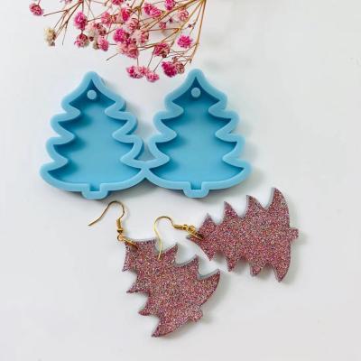 China W027 Contemporary Christmas Tree Resin Earrings Decoration Silicone Mold Pendant Mold for sale