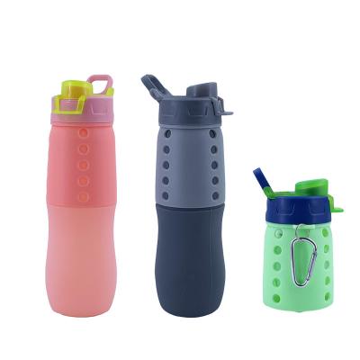 China 0139 Platinum Contemporary Water Bottle Silicone Water Bottle Portable Folding Travel Sports Outdoor Water Cup for sale