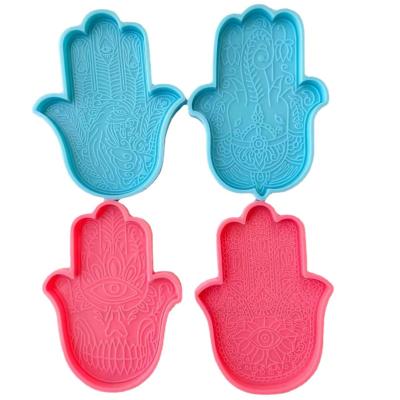 China 0499 DIY Crystal Epoxy Palm Series Various Model Viable Coaster Silicone Mold Viable Resin Mold for sale