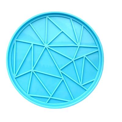 China 0596 DIY Coaster Figure Tray Round Geometric Silicone Mold Viable Crystal Epoxy Resin Mold for sale