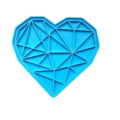 China 0597 DIY Love Tray Silicone Mold Crystal Epoxy Creative Shiny Geometric Coaster Resin Mold for sale