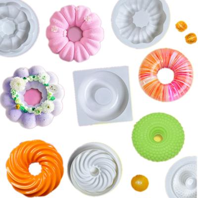 China Viable Petal Biscuit Cake Dessert DIY Mold 0834 Simple French Baking Donut Mousse Cake Silicone Mold for sale