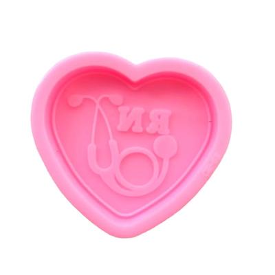 China Viable 0550 DIY Crystal Epoxy Stethoscope Love Shape Phone Badge Resin Silicone Mold Phone Holder Sticker for sale