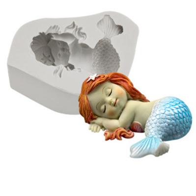 China Sustainable 0198 DIY Mermaid Fondant Cake Decoration Mold Chocolate Baking Handmade Soap Silicone Mold for sale