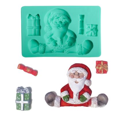 China 0293 Santa Gift Sustainable Fondant Cake Silicone Mold Baking DIY Candy Chocolate Cookie Sugar Decorating Mold for sale