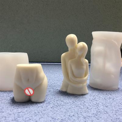 China 010 Silicone 3D Human Body Butt Creative Aromatherapy Female Candle New Large DIY Plaster Decoration Silicone Epoxy Mold Set for sale