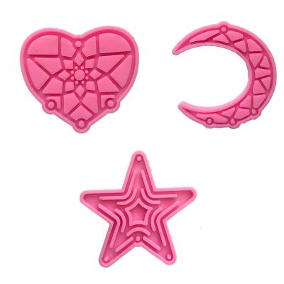 China 0209 DIY Love Star Moon Wind Chime Silicone Mold Viable Crystal Epoxy Resin Mold Chain Pendant Decoration for sale