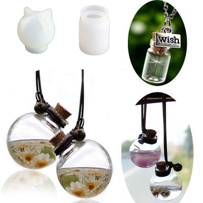 China 0143 Micro Viable Drift Bottle Landscape DIY Dried Flower Pendant Small Bottle 3D Resin Crystal Silicone Epoxy Mold for sale